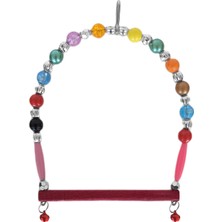 Renas Store Ahşap Tünekli Şeffaf Boncuklu Kuş Salıncağı 10-12 cm Renkli