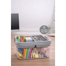 Selka Home Gri Renk Bölmeli Organizer Kutu 4.5 lt Dayanıklı Plastik Mutfak Düzeni için İdeal