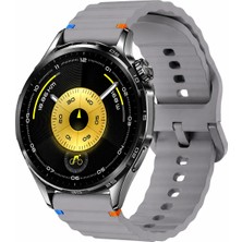 MMP Shop Huawei Watch Gt3 / Gt4 / Gt4 Pro / Gt5 / Gt5 Pro / Gt6 / Gt6 Pro 46MM Uyumlu Dalgalı Tokalı Silikon Spor Kordon