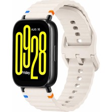 MMP Shop Xiaomi Redmi Watch 5 Acitve / Watch 5 Lite Uyumlu Dalgalı Tokalı Silikon Spor Kordon