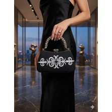 Anka Select Şık Tasarım Abiye El Çantası Taşlı Sap Detaylı Özel Tasarım Clutch Çanta