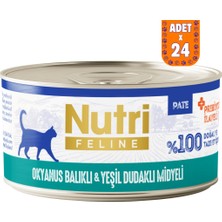Nutri Feline Okyanus Balıklı ve Yeşil Dudaklı Midyeli Tahılsız Yetişkin Kedi Konservesi Pate 24X70 gr