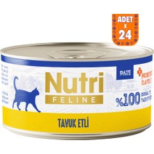 Nutri Feline Tavuk Etli Tahılsız Yetişkin Kedi Konservesi Pate 24X70 gr