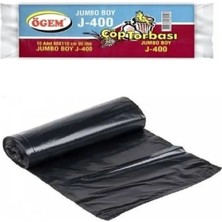 Zenvia J-400 Jumbo Boy Çöp Torbası 80 x 110 cm 10 Lu Rulo x 1 Paket = 10 Adet (Siyah)