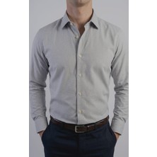 Gianco Mardini Erkek Gri Pamuklu Regular Slim Gömlek - Desenli Kumaş