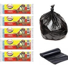 Zenvia Ögem Büyük Boy Çöp Poşeti 65X80 cm 50 Lt 10'lu Rulo 5 Paket Siyah