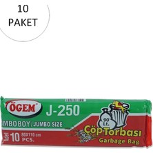 Zenvia J-250 Jumbo Boy Çöp Torbası 80 x 110 cm 10 Lu Rulo x 10 Paket = 100 Adet (Siyah)