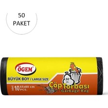 Zenvia Büyük Boy Çöp Torbası 65 x 80 cm 10 Lu Rulo x 50 Paket = 500 Adet (Siyah)