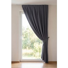 Nareen Home Antrasit Fon Perde 100X270 Pilesiz