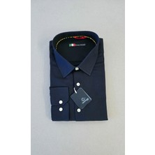 Gianco Mardini Erkek Siyah Pamuklu Regular Slim Gömlek - Desenli Kumaş