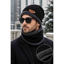 BBS Siyah Kışlık Sıcak Tutan Polar Bere Boyunluk Seti