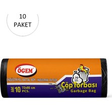 Zenvia Endüstriyel Battal Boy Çöp Torbası 72 x 95 cm 10 Lu Rulo x 10 Paket = 100 Adet (Siyah)