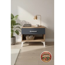 Silva Komodin Tek Çekmeceli 60X30X48 Çam-Antrasit - Modern ve Fonksiyonel