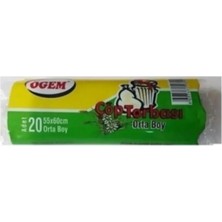 Zenvia Orta Boy Çöp Torbası 55 x 60 cm 20 Li Rulo x 1 Paket = 20 Adet (Mavi)