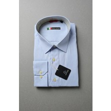 Gianco Mardini Erkek Açık Mavi Pamuklu Regular Slim Gömlek - Desenli Kumaş