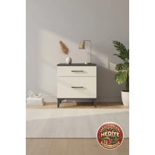Luna Komodin 2 Çekmeceli 60X44X64 Antrasit-Aytaşı | Modern Yatak Odası Çözümü