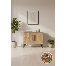 Luna Komodin 2 Kapaklı 1 Raflı 60X44X48 Çam Ağacı Modern Yatak Odası