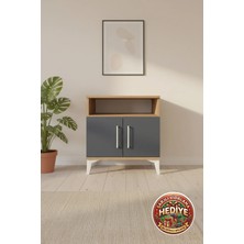 Luna Komodin 2 Raflı 2 Kapaklı 60X44X64 Çam-Antrasit: Şık ve Fonksiyonel