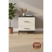 Luna Komodin 2 Çekmeceli Antrasit-Aytaşı | Yatak Odası Dolabı