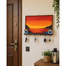 Anı Atölyesi El Yapımı Gün Batımı Temalı Ahşap Duvar Anahtarlık – Akrilik Boya TABLO/45X30 cm