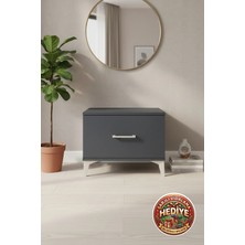 Silva Tek Çekmeceli Antrasit Komodin 60X30X48 cm - Şık ve Fonksiyonel