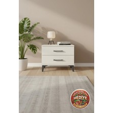 Luna Komodin 2 Çekmeceli Aytaşı - 60X44X48 cm | Modern Tasarım Yatak Odası