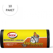 Zenvia Büyük Boy Çöp Torbası 65 x 80 cm 10 Lu Rulo x 10 Paket = 100 Adet (Siyah)