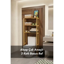 Moola 3 Katlı Ahşap Banyo Rafı Tuvalet Üstü Düzenleyici Organizer Raf Ünitesi Çok Amaçlı Depolama Rafı