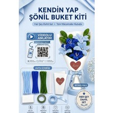Bee Flower Shop Mavi Lilyum Buketi Kendin Yap (Dıy) Kiti | 65 Adet Şönil Içerir Hobi ve Hediye Seti