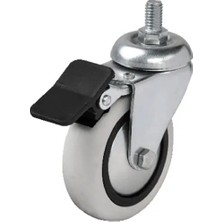 Alvera 354 - 75X25 mm Pvc Makaralı Vidalı Frenli Teker 4 Adet