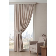 Nareen Home Krem Fon Perde 100X260 Pilesiz