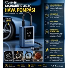 Azurtech ATJ-8466 Kablosuz Taşınabilir Hava Kompresörü 150 Psı Şarjlı Lastik Şişirme Pompası (Araba, Bisiklet, Motor, Top)
