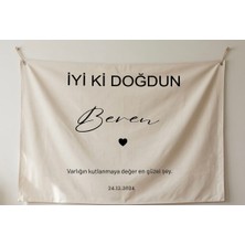 ZENkora Kişiye Özel Doğum Günü Duvar Örtüsü Birinci Kalite Kumaş