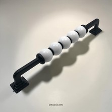 DKSDİZAYN 5 Adet Maya Boncuklu Dolap Kulpu 160 mm – Siyah Metal Ayaklı Polimer Boncuklu Dekoratif Mobilya Kulpu