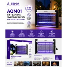 Azurtech Auhma AQM01 Elektrikli Sivrisinek Tuzağı 4+4W Çift Lambalı Uv Işık Sinek Öldürücü Cihaz (Ev & Balkon Kullanımı