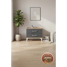 Luna 2 Çekmeceli Komodin: Şık Çam-Antrasit Tasarım 44X44X48 cm