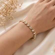 My Takı Store Vip Çelik 14K Altın Kaplama Zirkon Taşlı Bileklik