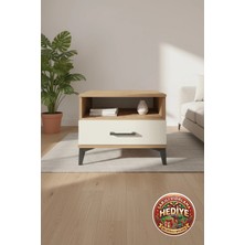 Luna Komodin: 1 Çekmeceli & Raflı, Çam-Aytaşı Tasarım, 60X44X48