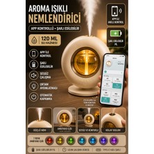 Sonreir Ultrasonik Hava Nemlendirici Aroma Difüzör 120ml USB ve Pilli Çalışan Uygulama Kontrolü Zaman Ayarlı ( Krem )