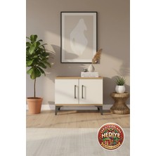 Luna Komodin 2 Kapaklı 1 Raflı 60X44X48 Çam-Aytaşı | Modern Tasarım