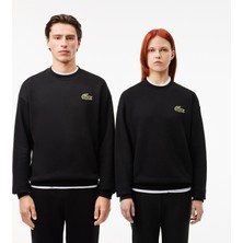 Lacoste Unisex Loose Fit Bisiklet Yaka Organik Pamuk Siyah Sweatshirt