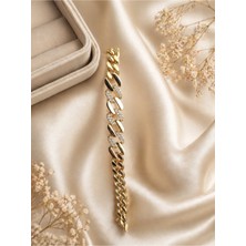 My Takı Store Vip Çelik 14K Altın Kaplama Zirkon Taşlı Bileklik