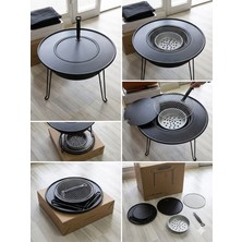 Yema Global Katlanabilir Ayaklı, 2'si 1 Arada (Izgara & Griddle) Yuvarlak Taşınabilir Barbekü - Balkon, Bahçe ve Kamp Mangalı