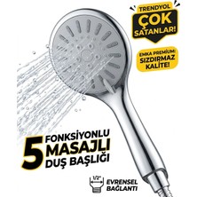 GMS 5 Farklı Akış Modlu Fonksiyonel Duş Başlığı - Kireç Kırıcı Gözenekli Yüksek Basınçlı Banyo Başlığı