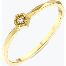 Goldium Jewellery Minimal Altıgen Geometrik Kesim Yüzük
