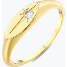 Goldium Jewellery Kutup Yıldızı Motifli Oval Yüzük
