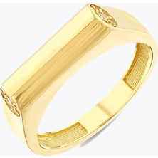Goldium Jewellery Uçları Taşlı Silindirik Yüzük