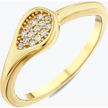 Goldium Jewellery Damla Şeklinde Taşlı Yüzük