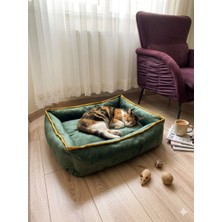 RedCatDog Premium Kadife Ortopedik Kedi ve Köpek Yatağı - Zümrüt Yeşili