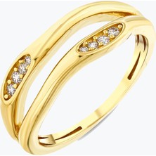 Goldium Jewellery Ikili Oval Taşlı Yüzük